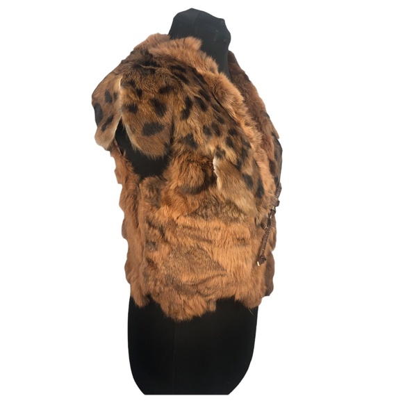 VTG Brown Spotted GDT TOO Rabbit Fur Festival Vest - Picture 2 of 15